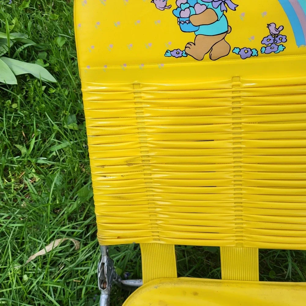 Kids Vintage Jelly Tube Lawn Chair Chaise Lounge Yellow Bear 50